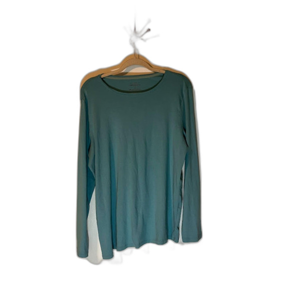 Talbots Minimalist Casual Robin Egg Blue Pima Cotton Lng Slve Scoop Neck Tee 2X - Picture 1 of 3